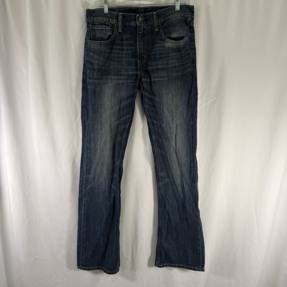 Levis 527 Jeans Men's 34x34 Dark Wash Blue Denim Whiskered 5 Pocket Cotton